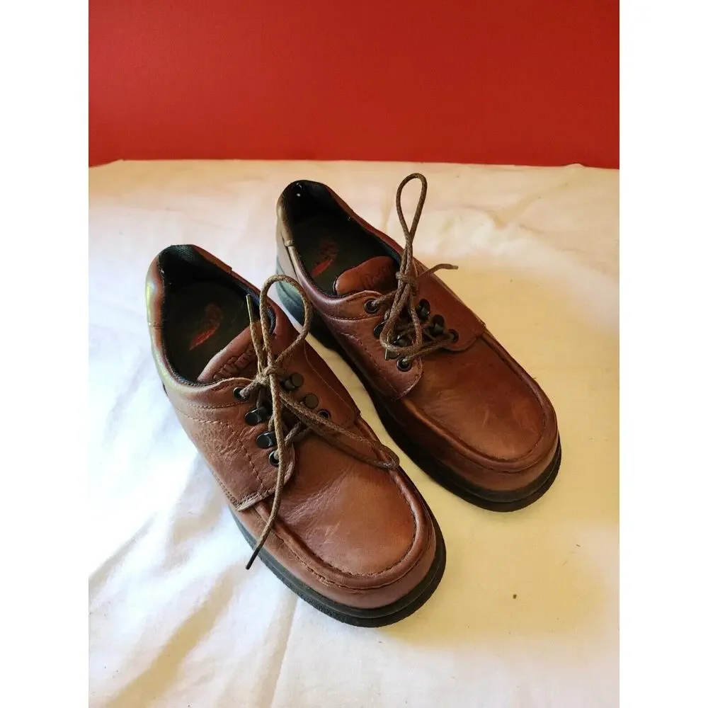 Vintage RED WING BROWN LEATHER STEEL TOE SUPER SOLE SHOES MADE IN USA 6.5 d mens